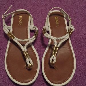 White and gold leather sandals